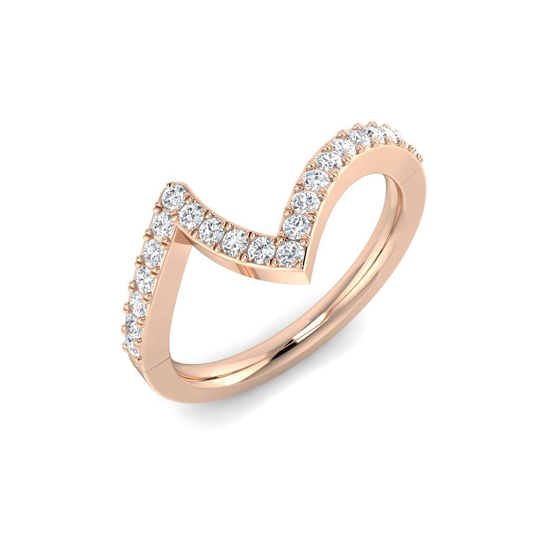 Zigzag Diamond Wishbone Ring – Crown Style Chevron Band