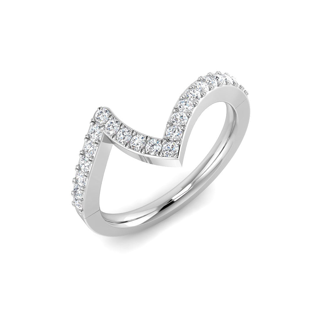 Zigzag Diamond Wishbone Ring – Crown Style Chevron Band