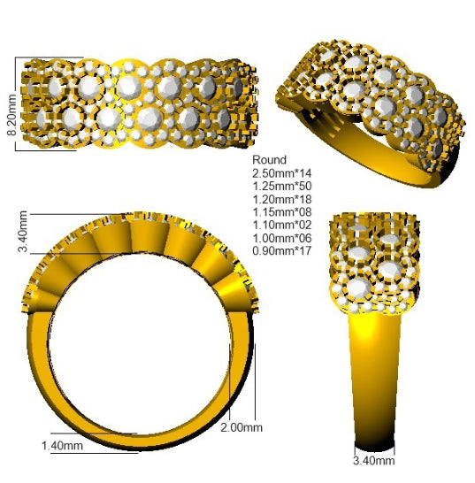1.40Carat D-E/VS Lab Grown Diamond Fancy Wedding Ring 9k Yellow Gold Ready To Ship
