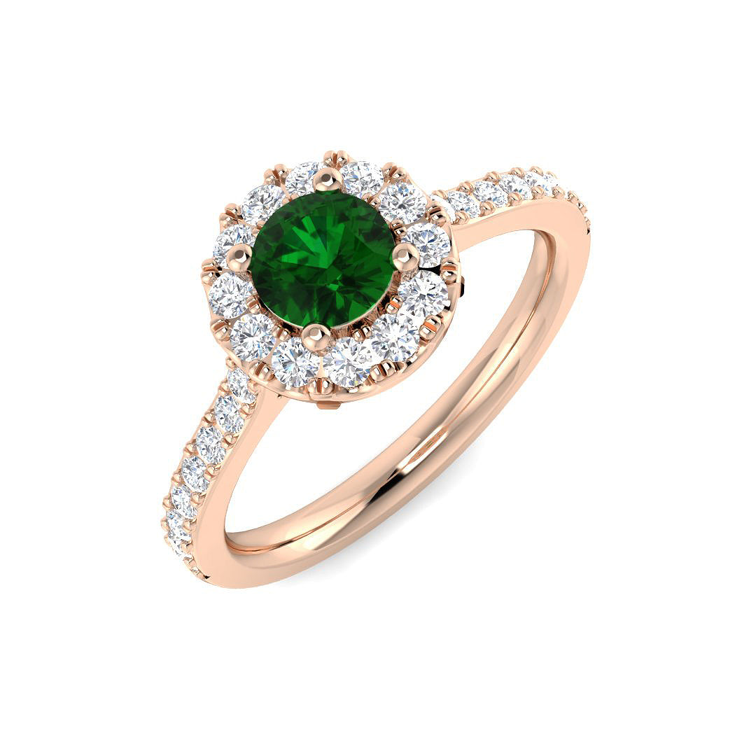 Emerald Engagement Ring with Diamond Pave Band