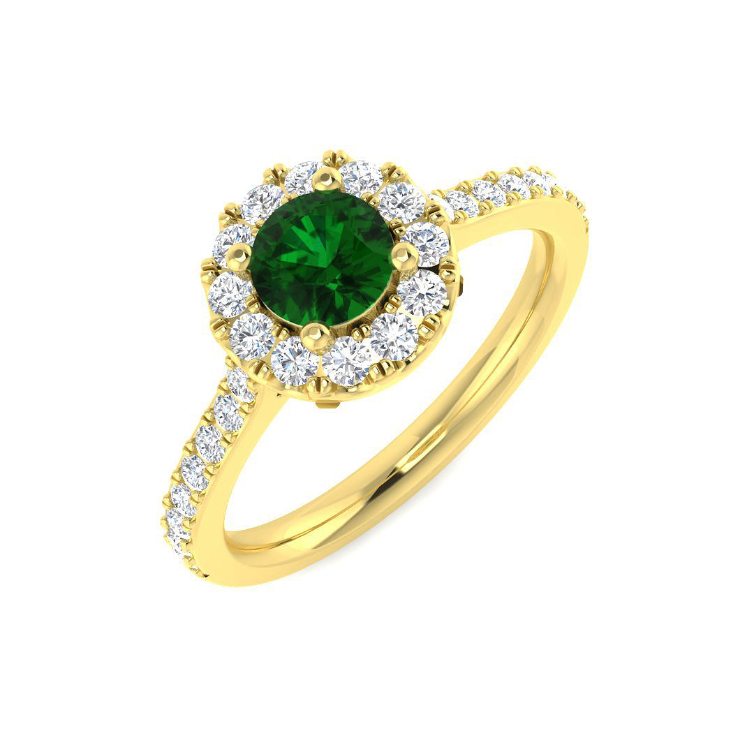 Round Emerald Halo Engagement Ring