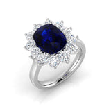 Cushion Cut Blue Sapphire Halo Ring