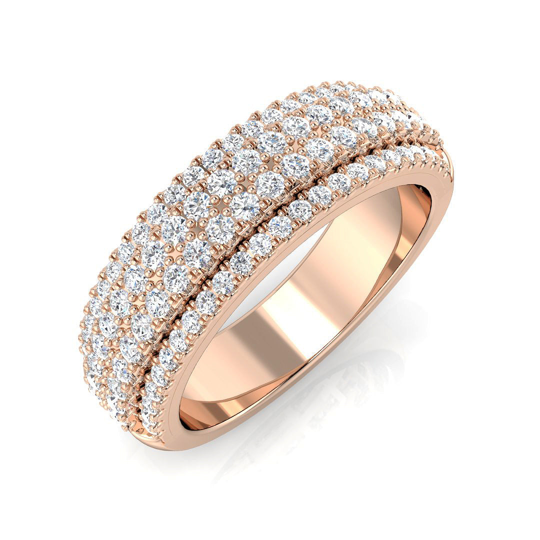 Lab & Natural Round Diamond Half Eternity Ring | 0.75 ct | Pave Set