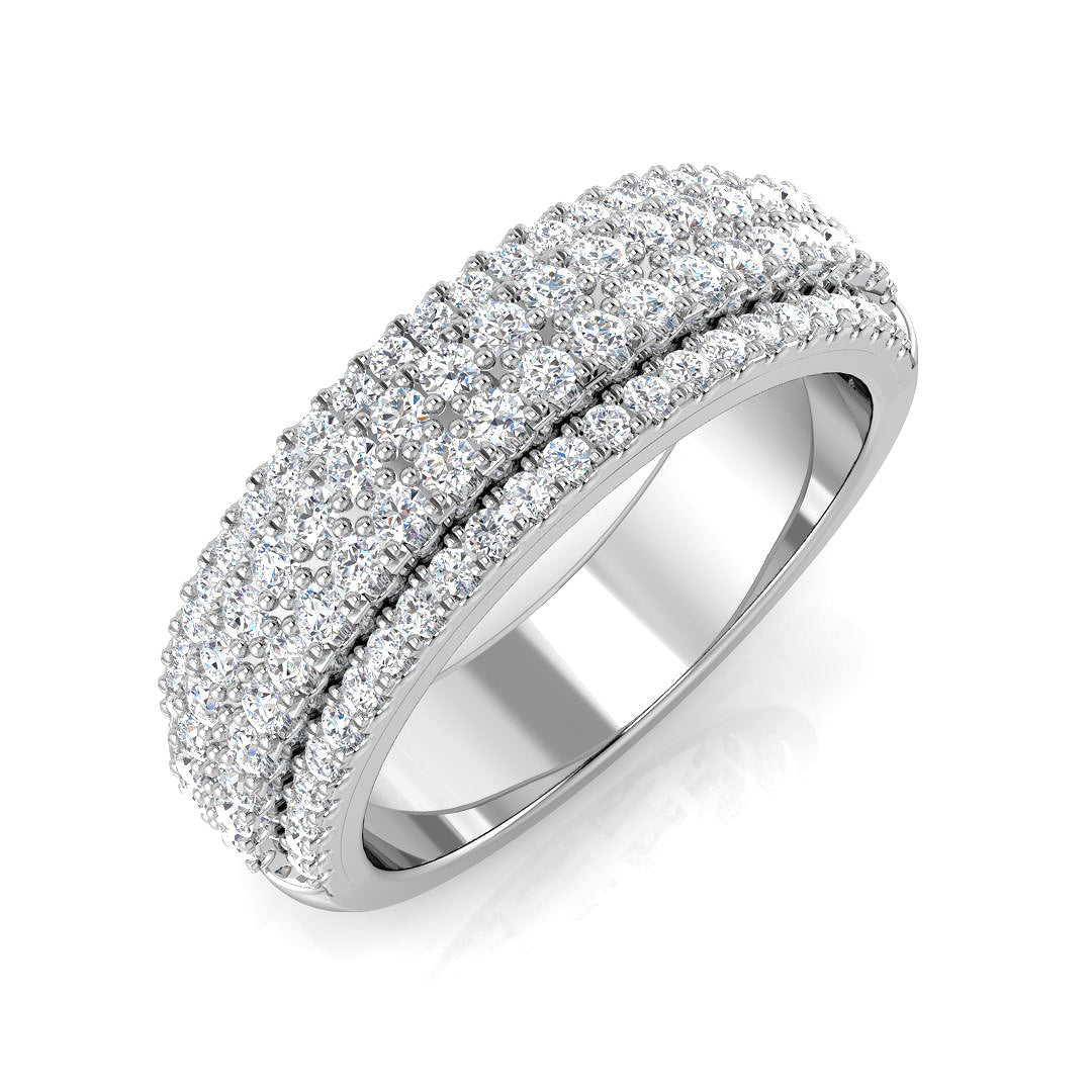 Lab & Natural Round Diamond Half Eternity Ring | 0.75 ct | Pave Set