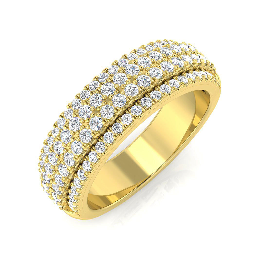 Lab & Natural Round Diamond Half Eternity Ring | 0.75 ct | Pave Set