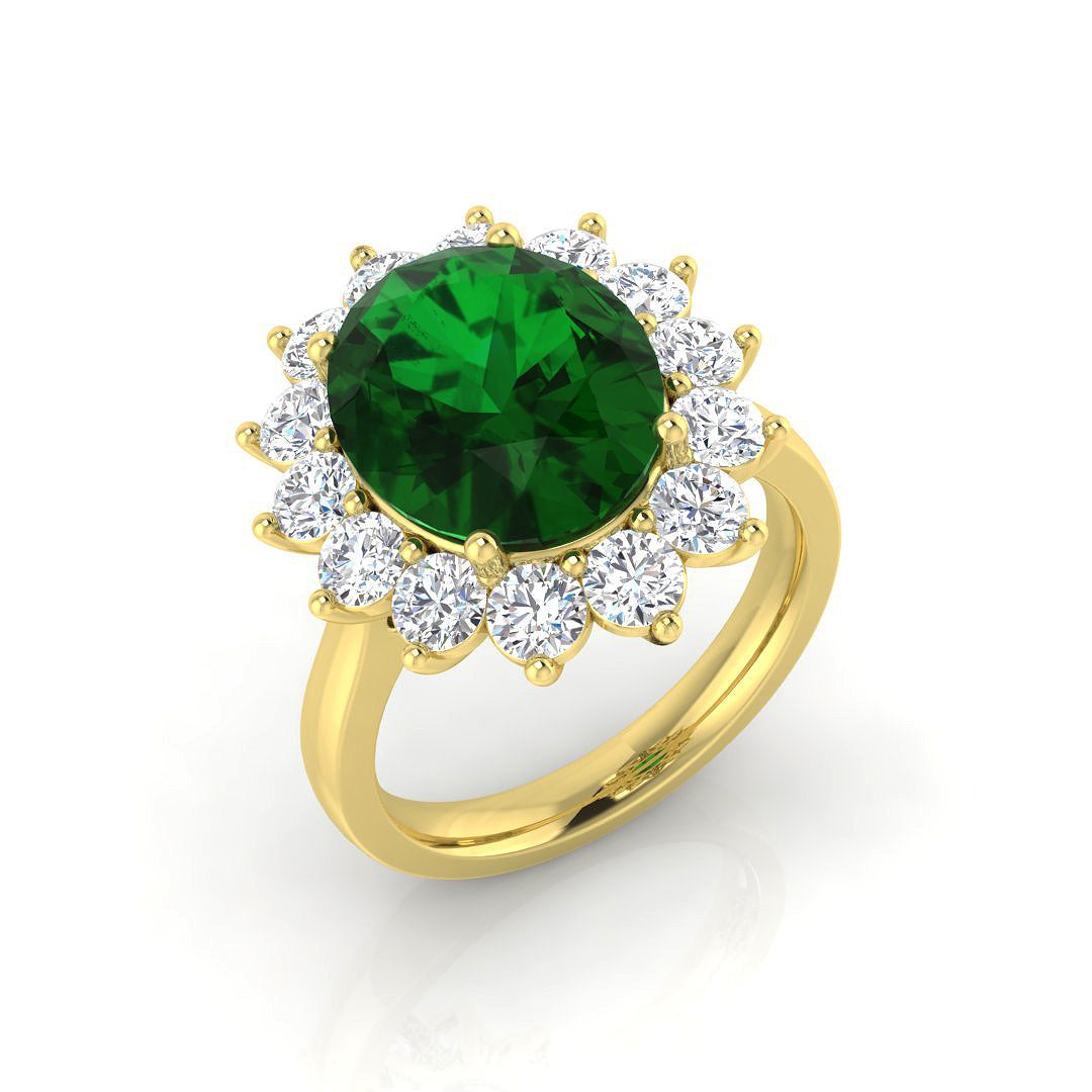 oval emerald engagement ring with diamonds