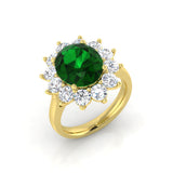 Green Emerald Diamond Halo Engagement Ring | Round Cut | 0.5ct - 7.5ct