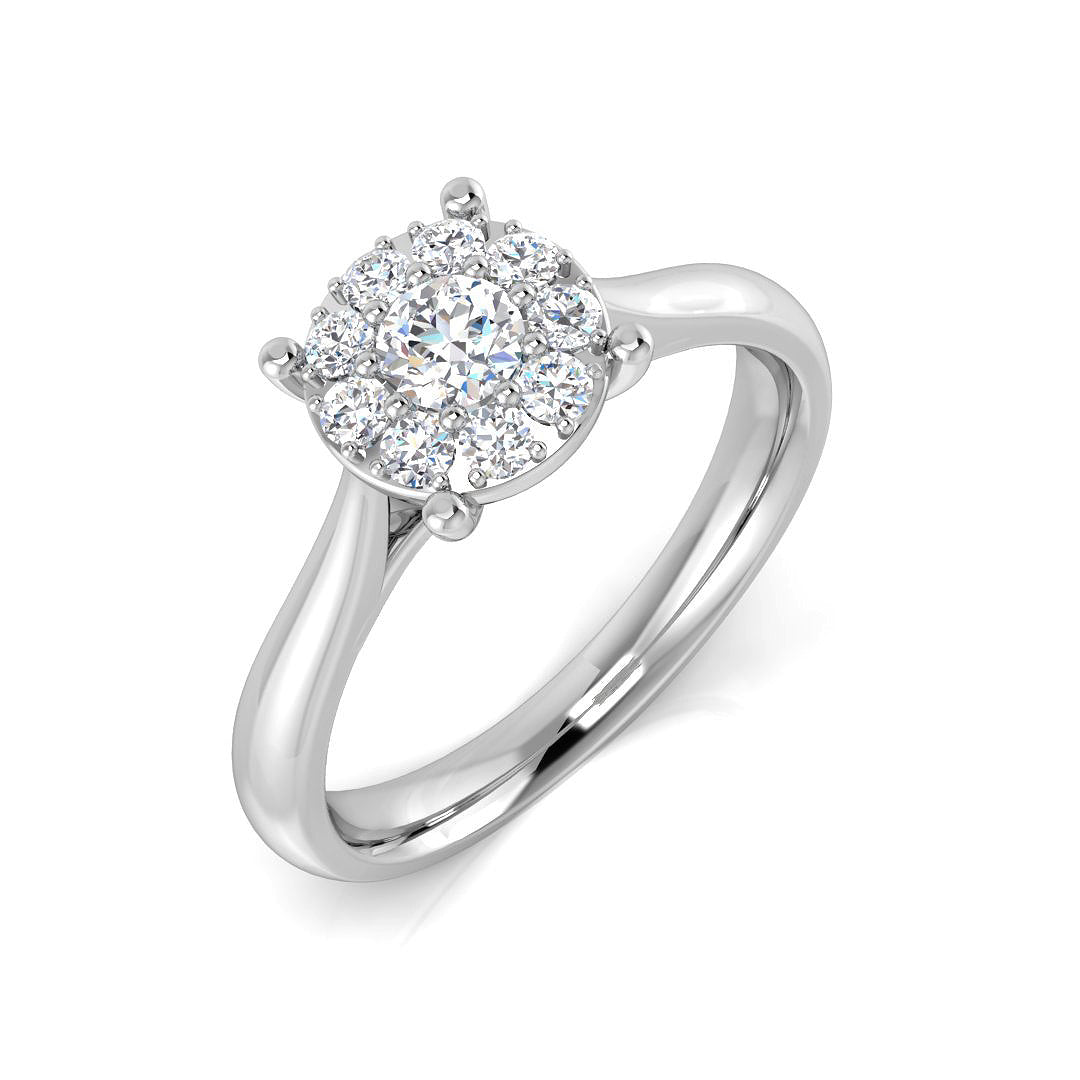 0.50Carat D-E/VS Lab Grown Diamond Cluster Engagement Ring 9k White Gold Ready To Ship