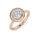 Princess Cut Diamond Halo Ring with Marquise & Round Stones 0.75ct | Milgrain | UK Hallmarked