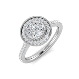 Princess Cut Diamond Halo Ring with Marquise & Round Stones 0.75ct | Milgrain | UK Hallmarked