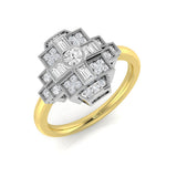 Lab-Grown Round & Baguette Diamond Vintage Ring | 0.33ct | Hallmarked Gold & Platinum