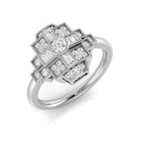 Lab-Grown Round & Baguette Diamond Vintage Ring | 0.33ct | Hallmarked Gold & Platinum