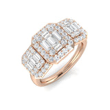 Baguette & Round Diamond Halo Style Engagement Ring In 0.50ct - 2.25ct