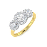 1.00ct Lab Grown D/VVS Round Cut Diamond 3-Stone Ring.