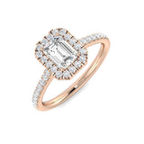 Emerald Cut Diamond Halo Engagement Ring | 0.75ct–1.75ct | Hallmarked Gold & Platinum