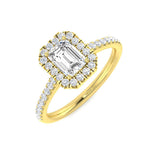Emerald Cut Diamond Halo Engagement Ring | 0.75ct–1.75ct | Hallmarked Gold & Platinum