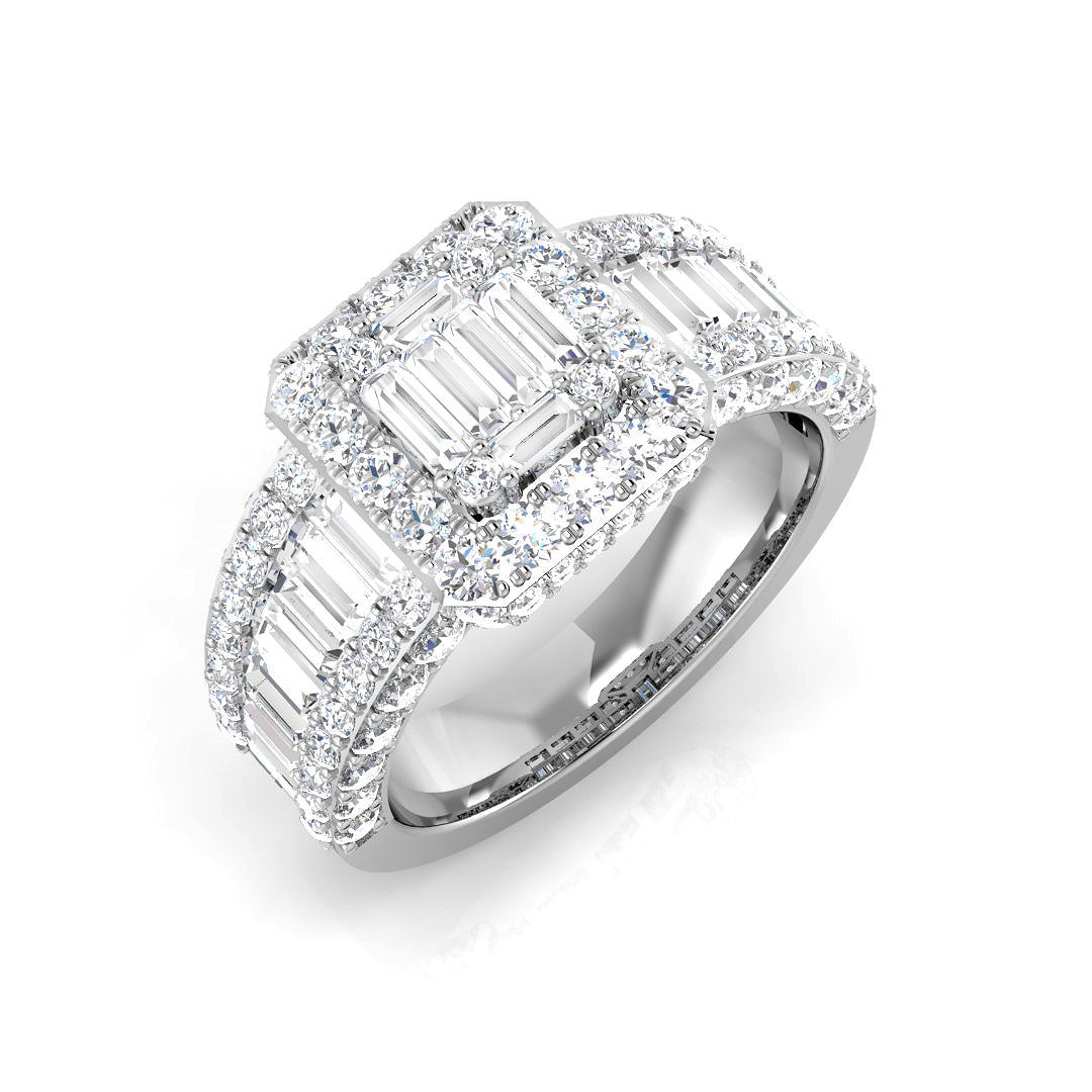 Round Diamond Ring, Cluster Diamond Ring, Multi Row Diamond Ring