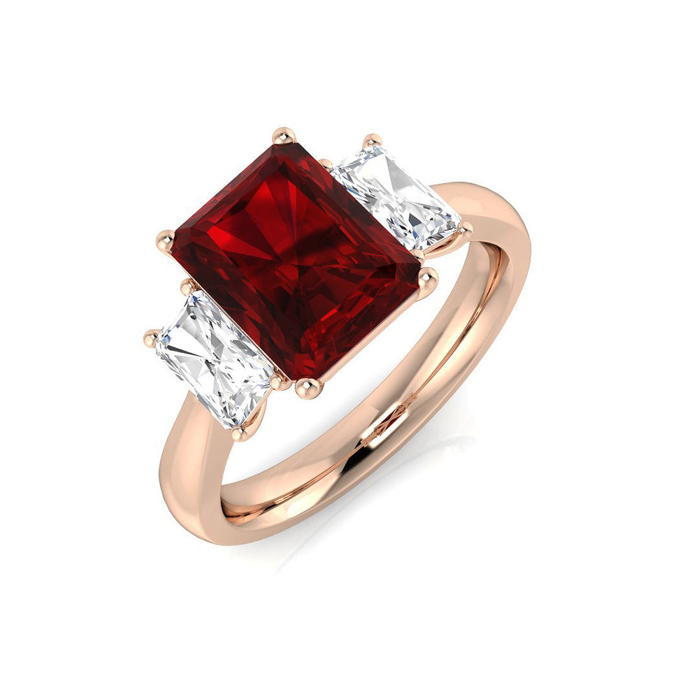 Ruby Three Stone Ring for Her