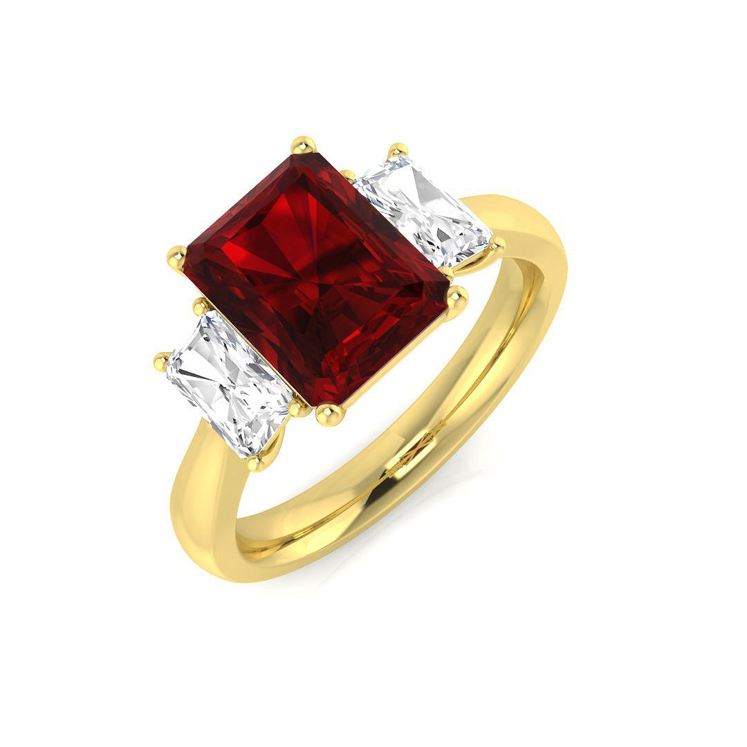 Ruby Three Stone Ring for Women