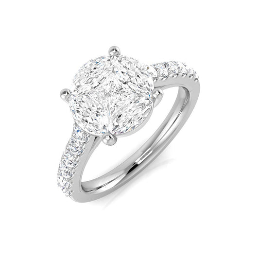 Princess & Marquise Diamond Cluster Engagement Ring | Hallmarked Gold & Platinum