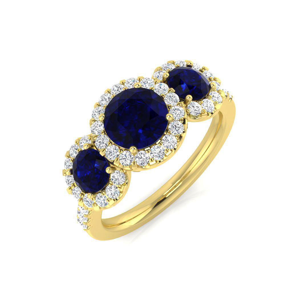 Gemstone Halo Ring, Natural Diamond Ring