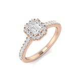 Diamond Emerald Cut Halo Ring | 0.5 Carat | Lab-Grown & Natural Diamonds