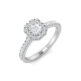 Diamond Emerald Cut Halo Ring | 0.5 Carat | Lab-Grown & Natural Diamonds
