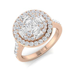 Princess Cut Baguette & Round Diamond Halo Ring 1.00ct | UK Hallmarked