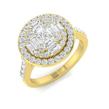 Princess Cut Baguette & Round Diamond Halo Ring 1.00ct | UK Hallmarked