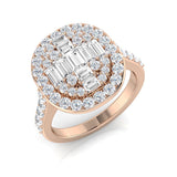 Baguette & Round Diamond Halo Ring 1.25ct Cluster UK Made