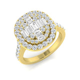 Baguette & Round Diamond Halo Ring 1.25ct Cluster UK Made
