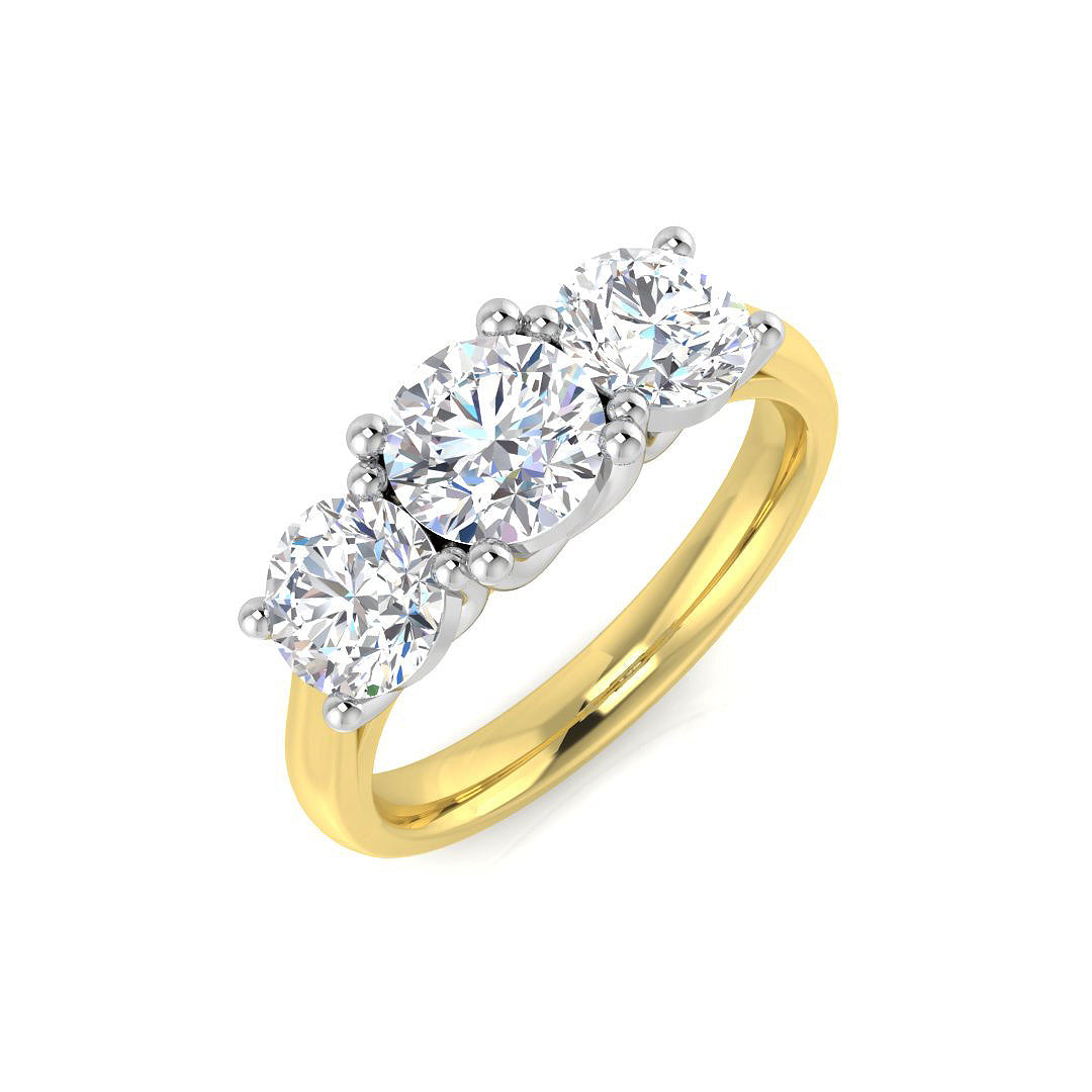 2.00Carat DE/VS Lab Grown Diamond 3 Stone Ring 9k Yellow Gold Ready To Ship