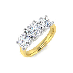 2.80Ct DE/VS Lab Grown Diamond 3 Stone Trilogy Ring 9k Yellow Gold Ready To Ship