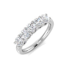 1.00Carat DE/VS Lab Grown Diamond 5 Stone Ring 950 Platinum Ready To Ship