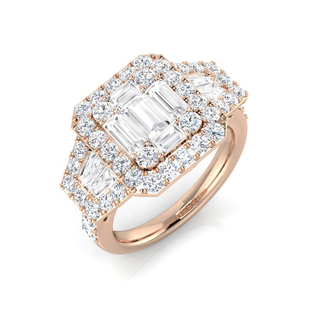 Lab-Grown Baguette & Round Cut Diamond Engagement Ring | 0.75ct - 2.5ct