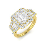 Lab-Grown Baguette & Round Cut Diamond Engagement Ring | 0.75ct - 2.5ct