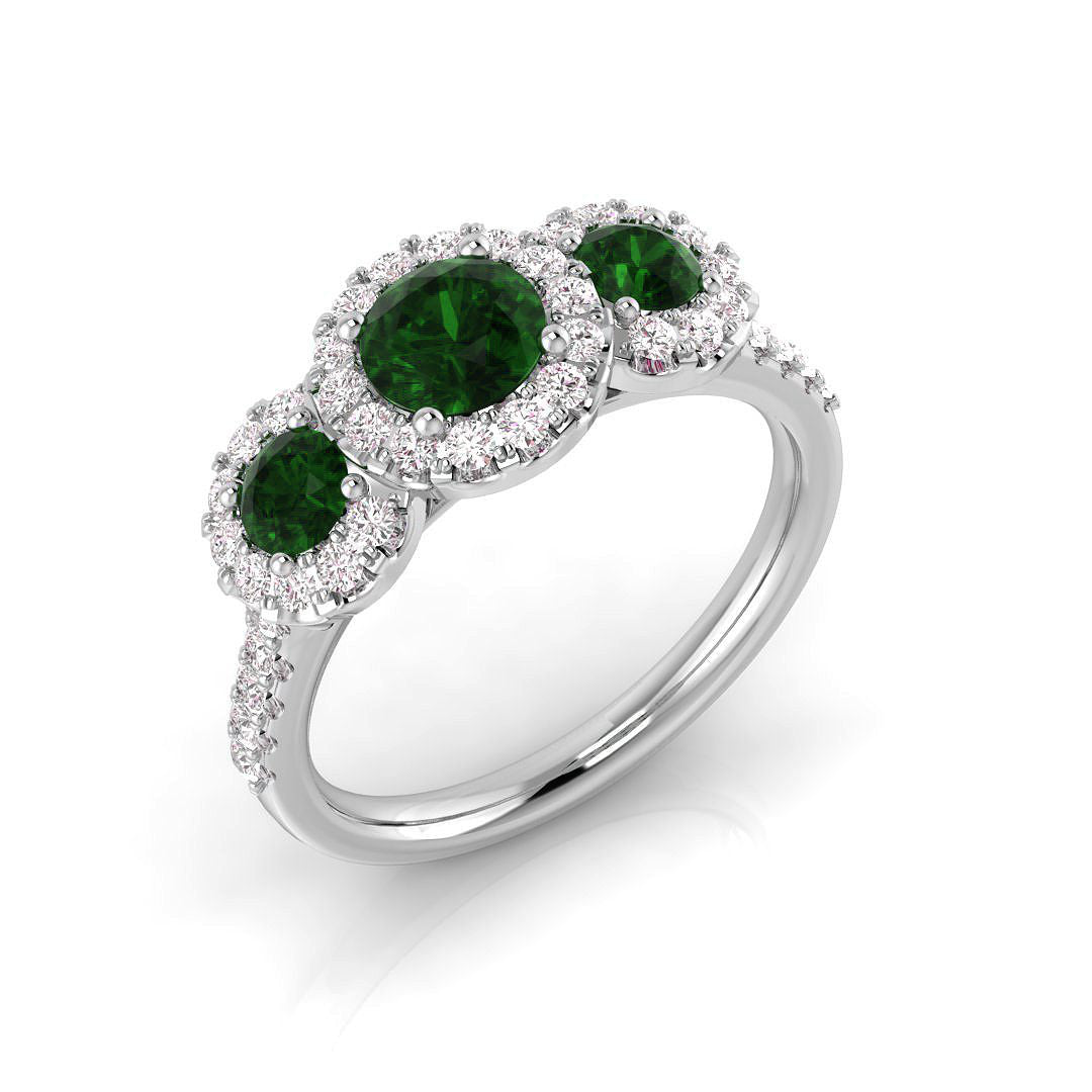 Emerald Three Stone Ring