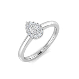 Natural Pear & Round Cut Diamond Halo Engagement Ring