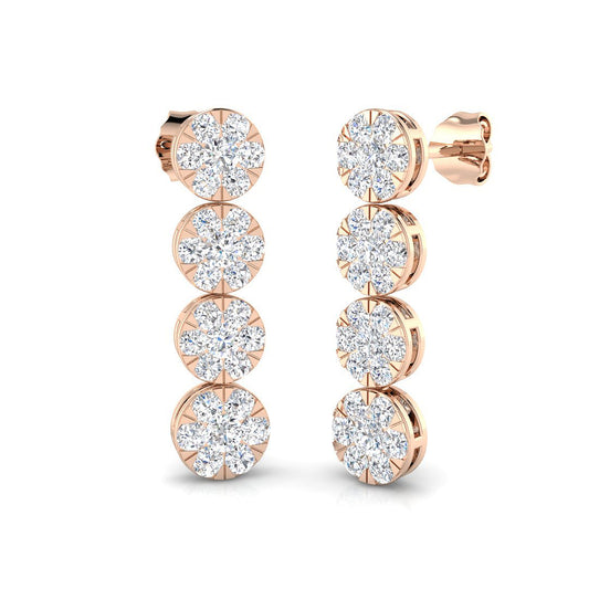 Luoxy 1.75ct Gold Drop & Trilogy Diamond Earrings - Luxury Jewelry