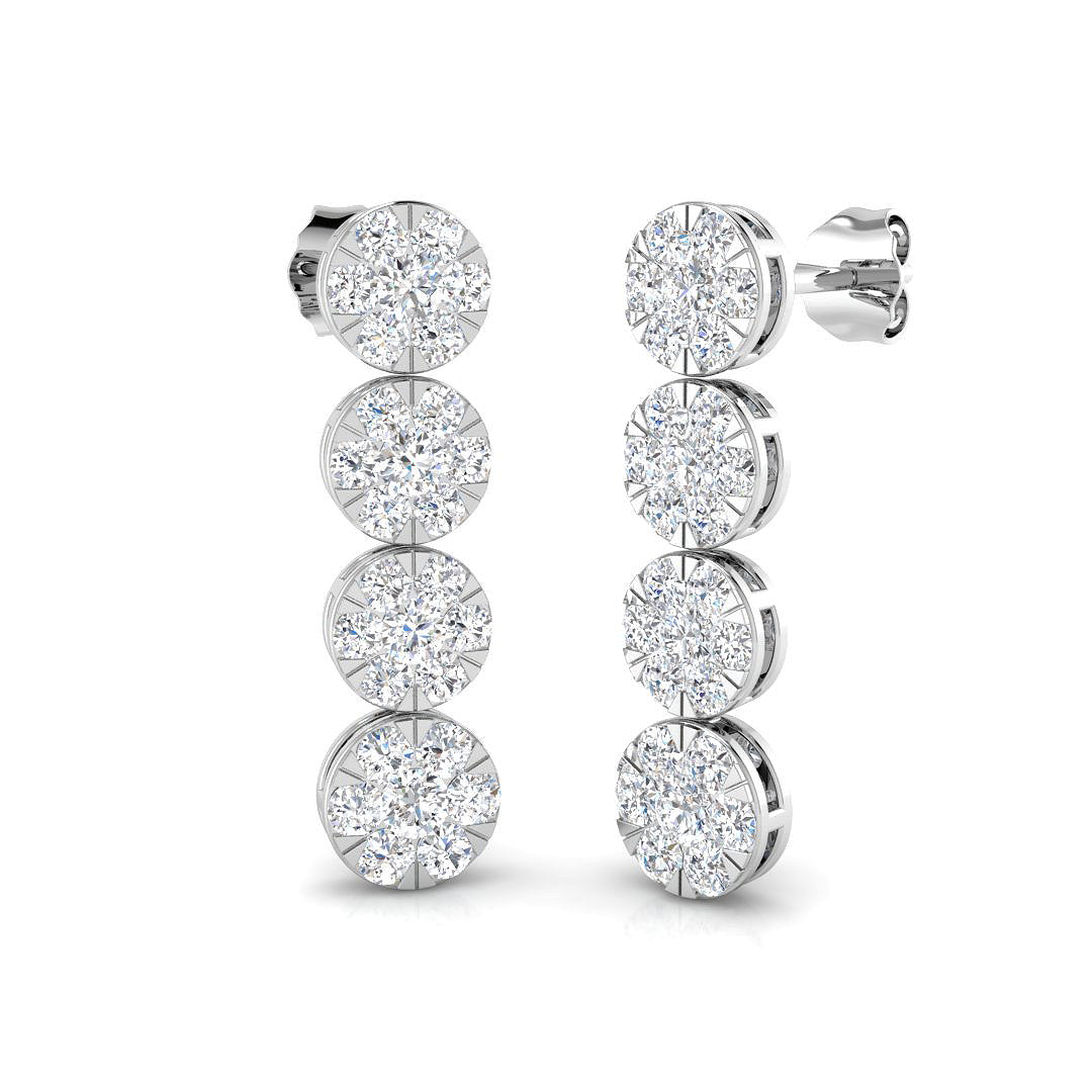 Luoxy 1.75ct Gold Drop & Trilogy Diamond Earrings - Luxury Jewelry