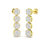 Luoxy 1.75ct Gold Drop & Trilogy Diamond Earrings - Luxury Jewelry