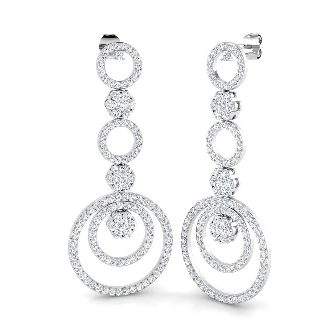 Sleky Gold Drop & Trilogy Diamond Earrings - 3.5ct Luxury Jewelry