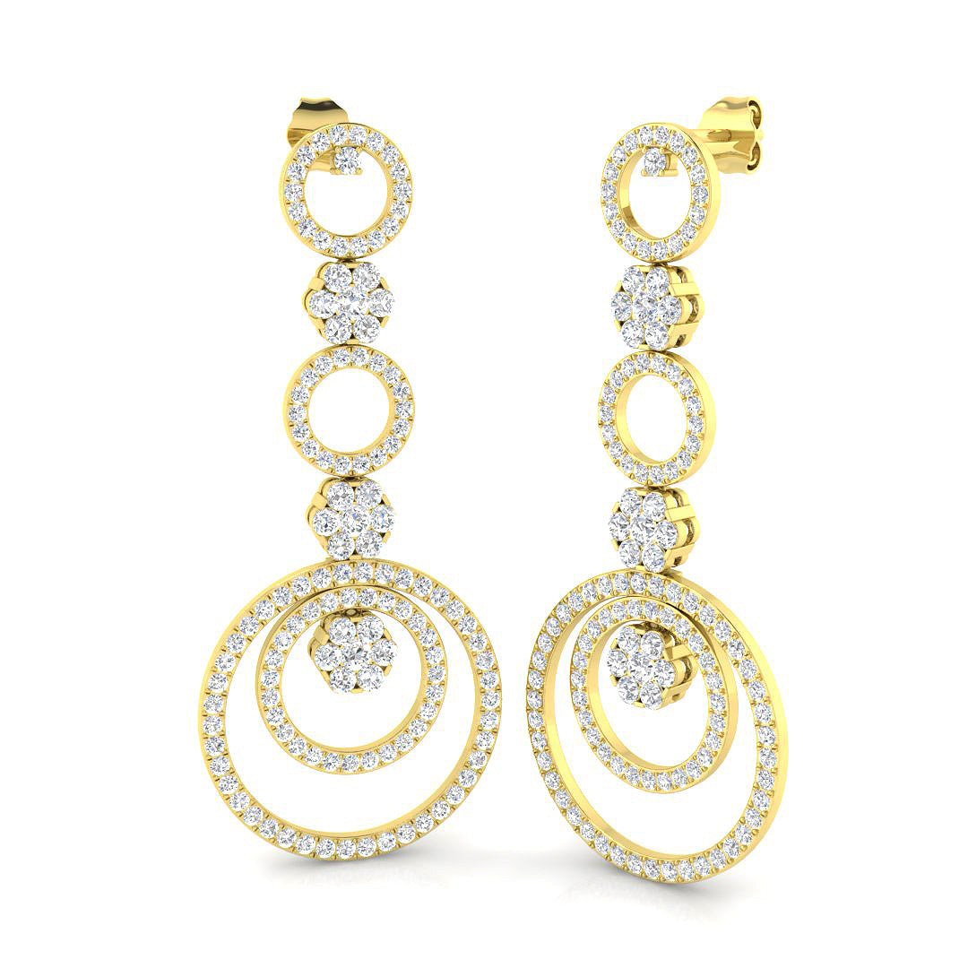 Sleky Gold Drop & Trilogy Diamond Earrings - 3.5ct Luxury Jewelry
