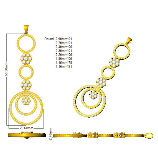 Spiral Diamond Pendant Necklace with Multi-Layer Design Without Chain