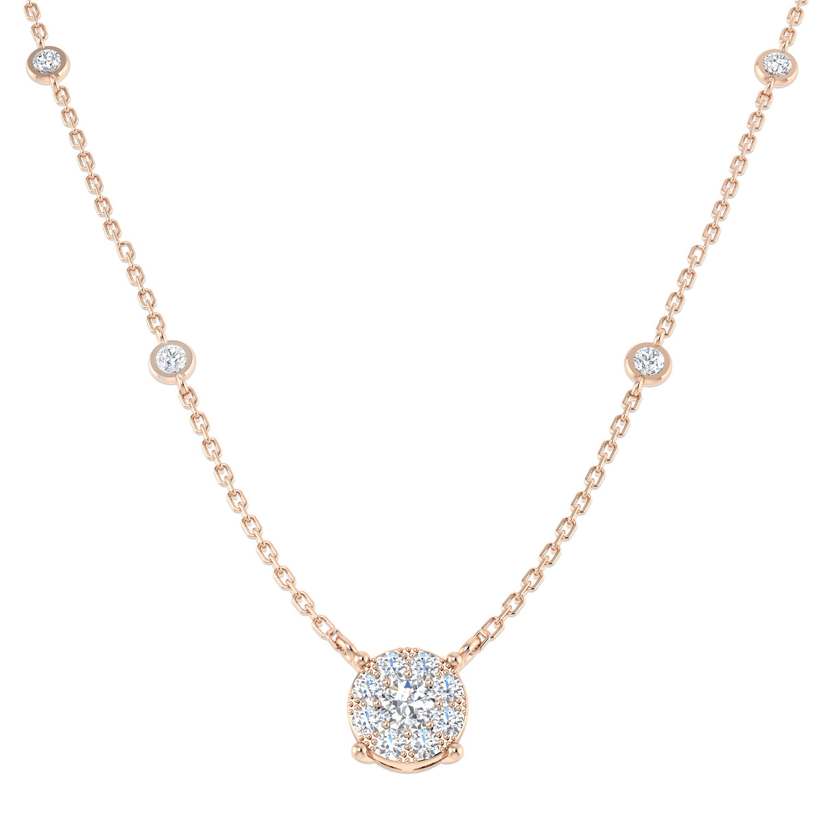 Bifid Diamond Necklace Spectacle 0.5ct Gold Platinum