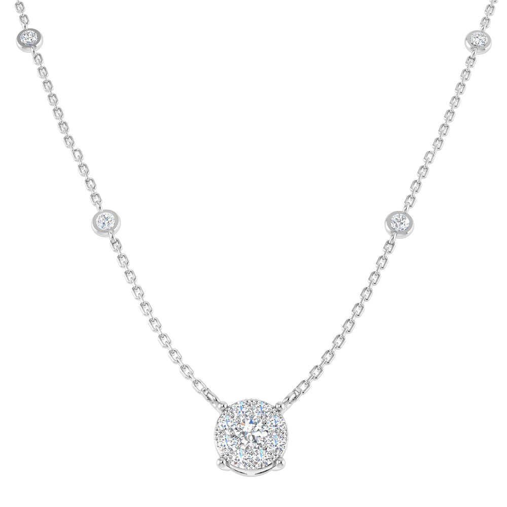 Bifid Diamond Necklace Spectacle 0.5ct Gold Platinum