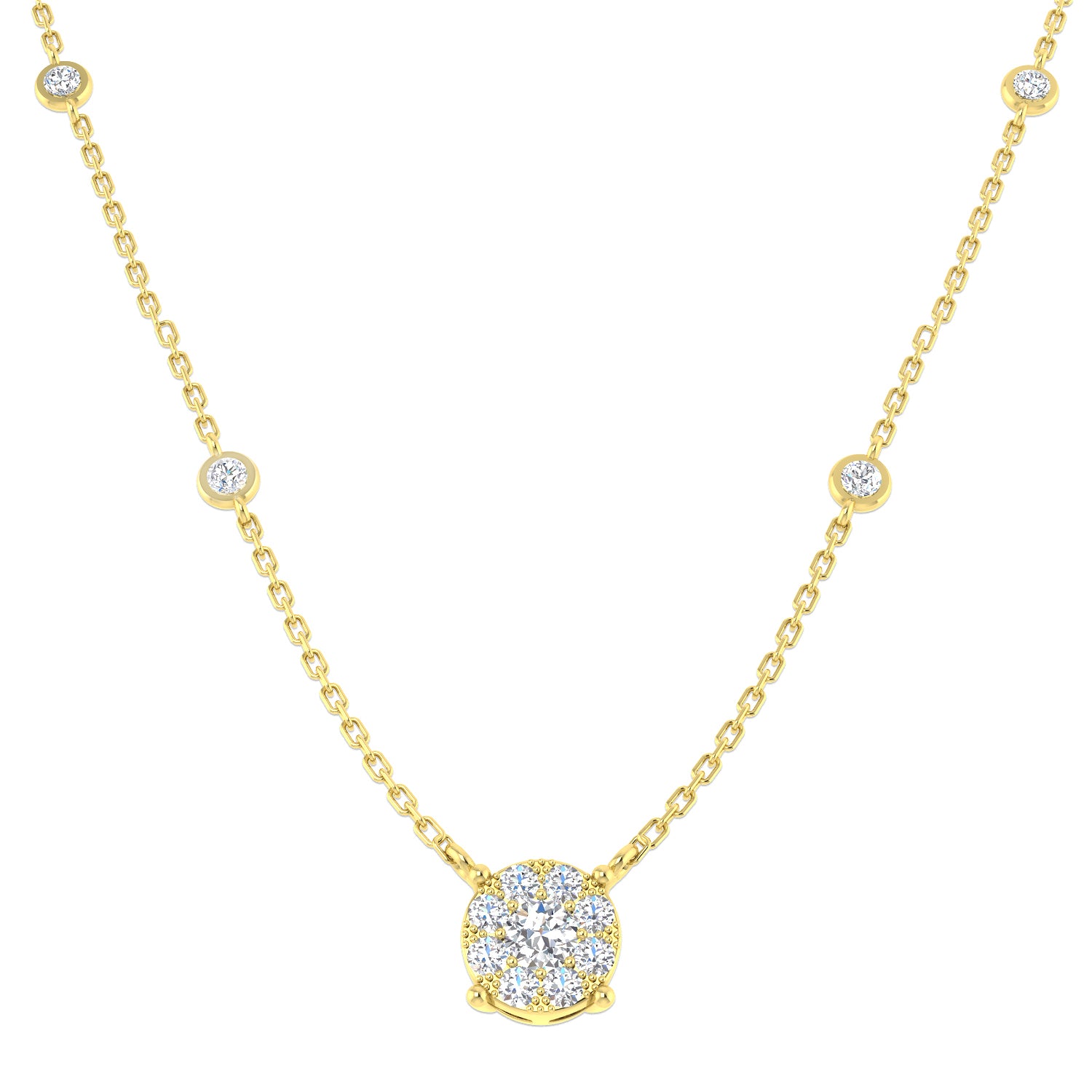 Bifid Diamond Necklace Spectacle 0.5ct Gold Platinum