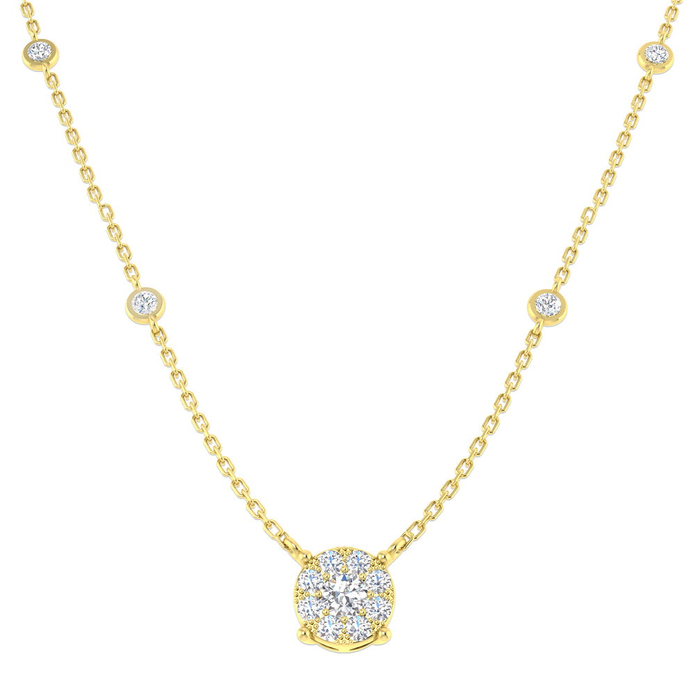 Bifid Diamond Necklace Spectacle 0.5ct Gold Platinum