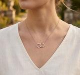 Double Circle Diamond Pendant Necklace