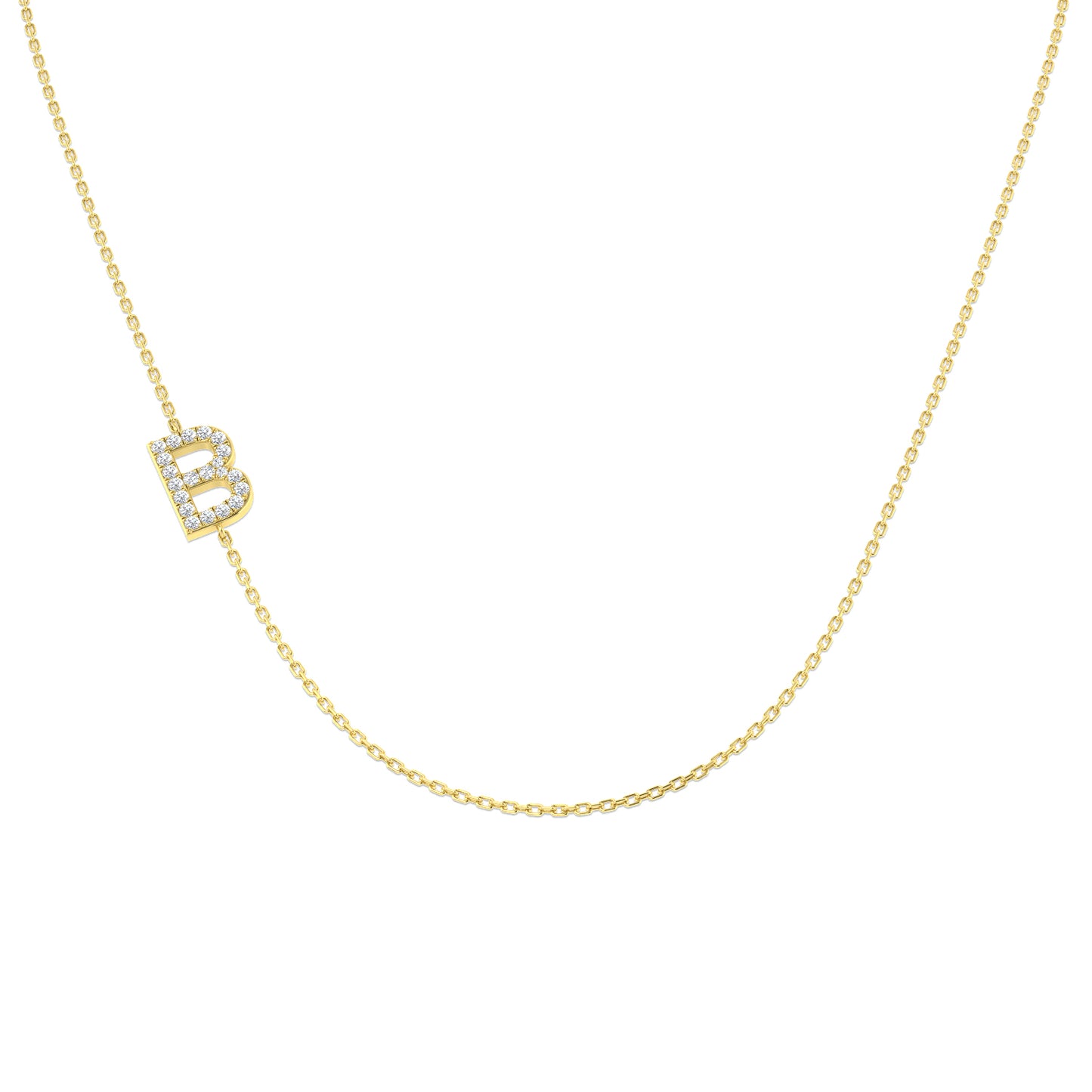 Diamond Sideways Initial "B" Necklace